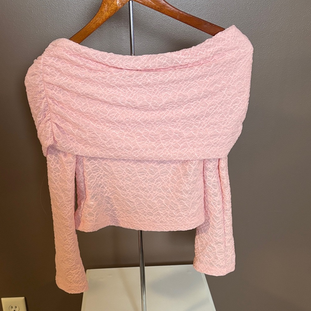 Missguided Blush Textured Off-Shoulder Top